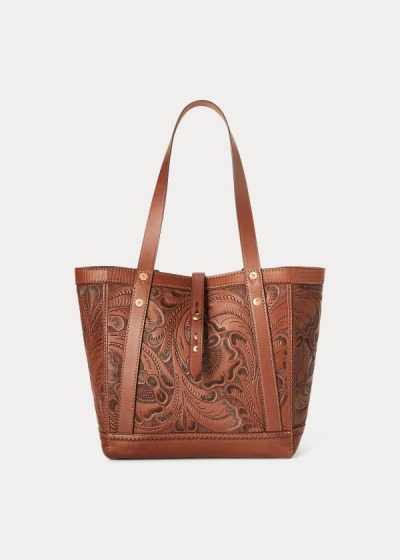 Women's Ralph Lauren Hand-Tooled Leather Tote Bags | 764385GBM